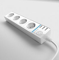 Удлинитель с заземлением Werkel 4-м+3USB тип А 1,7м 16А 3500Вт белый  картинка 